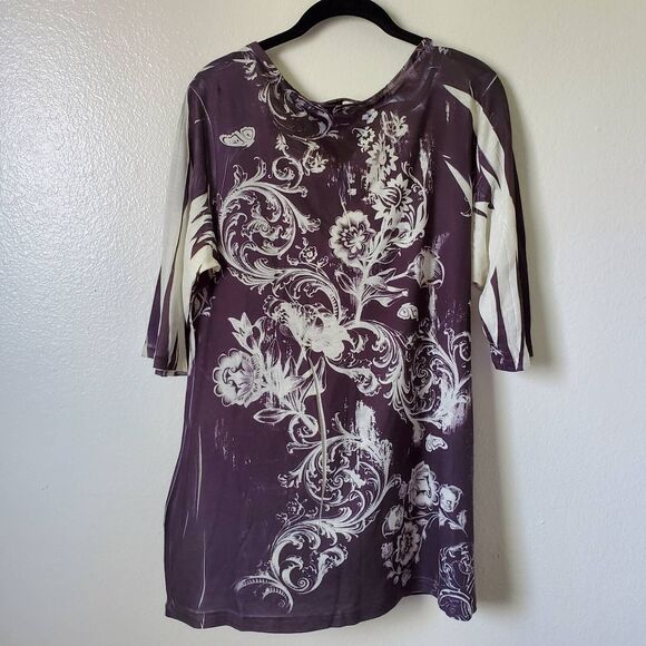Mushka By Sienna Rose Womens XL Tunic Top Black Sublimation 3/4 Sleeve Stretch - Picture 2 of 13